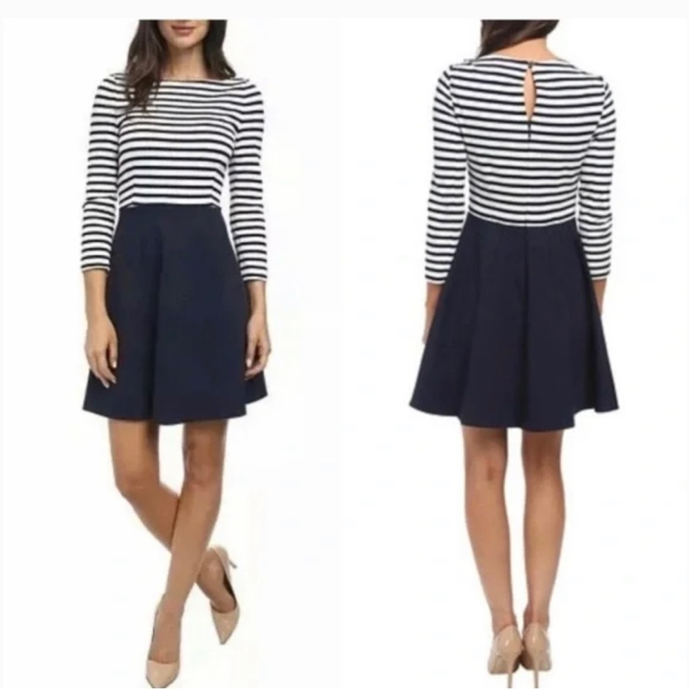 Kate Spade Ponte Boat Neck Stripe Navy Dress